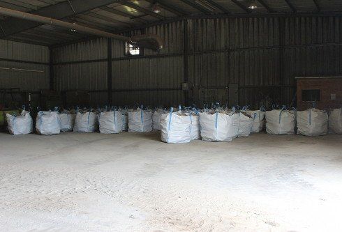 Plastic bags in shed