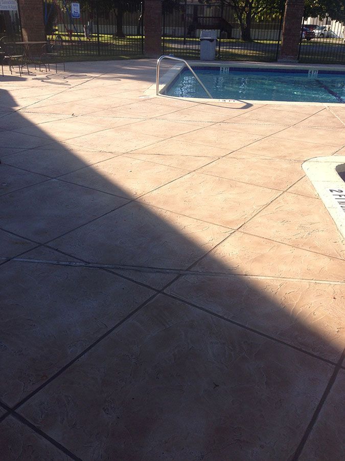 Newly installed stamped concrete floor