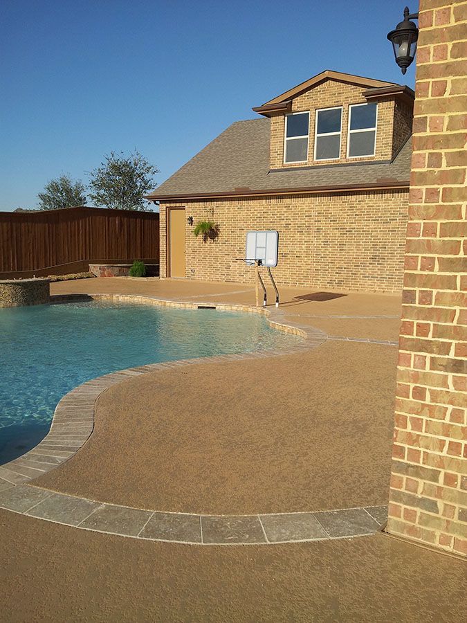 Elegant concrete pool deck