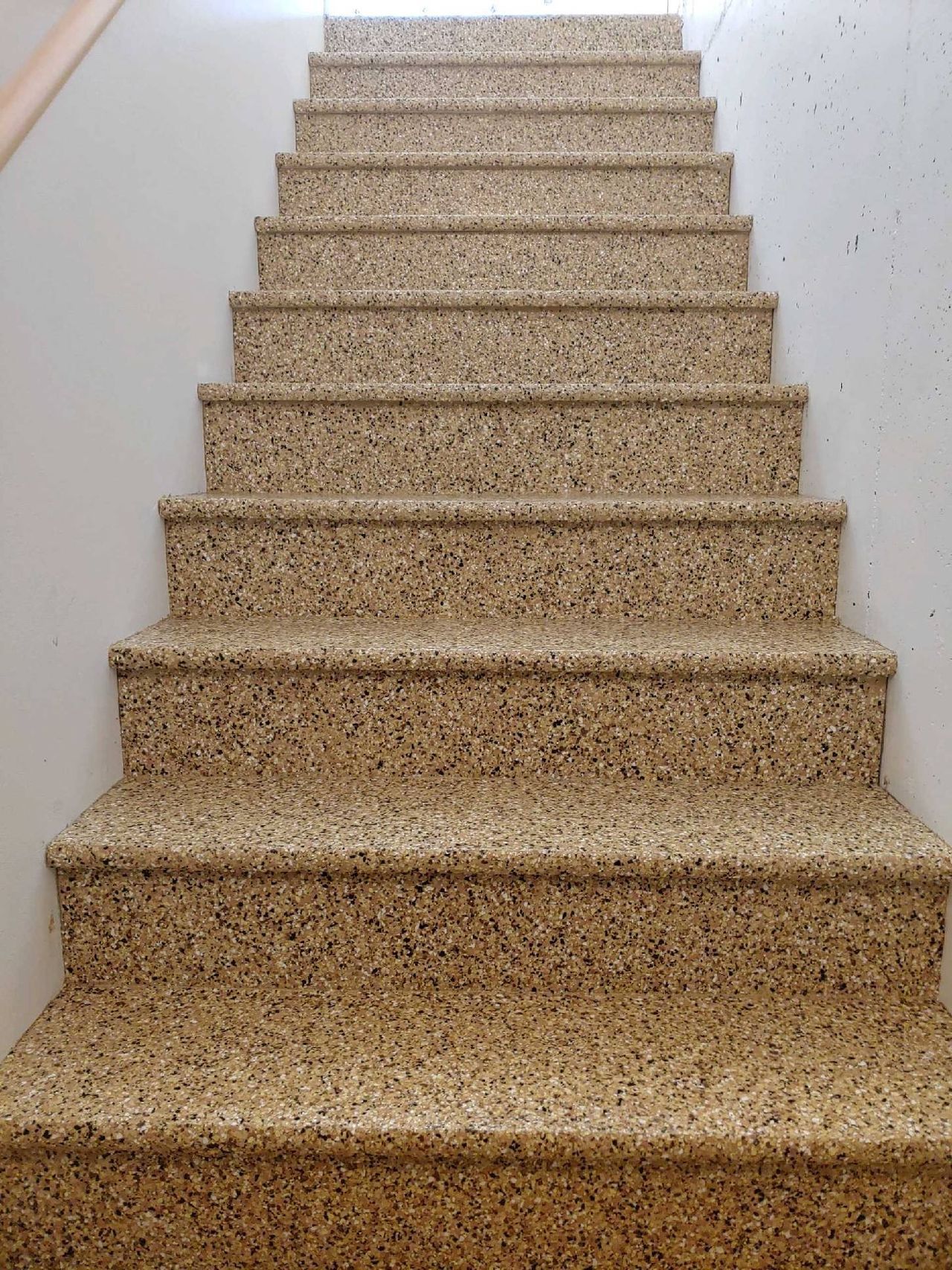 quarter inch granite floor with wood steps