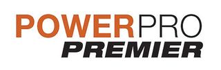 Logo for Power Pro Premier. Orange and black text on a white background.