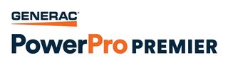 Generac PowerPro Premier logo with navy and orange text and an orange bar.