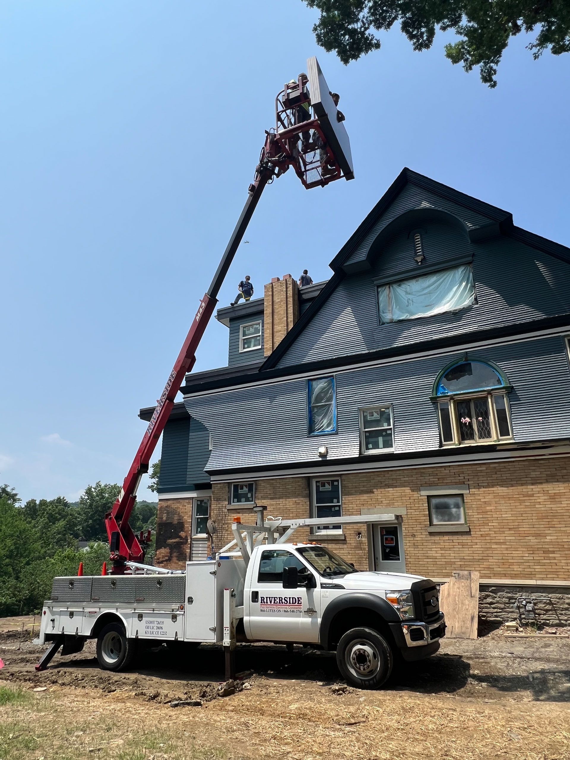 Solar panel being lift up