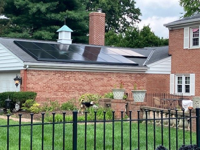 Side view of a roof with solar panels