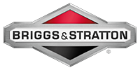 Briggs & Stratton logo in silver, black, and red on a white background