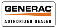 Generac Authorized Dealer logo in black and orange on a white background