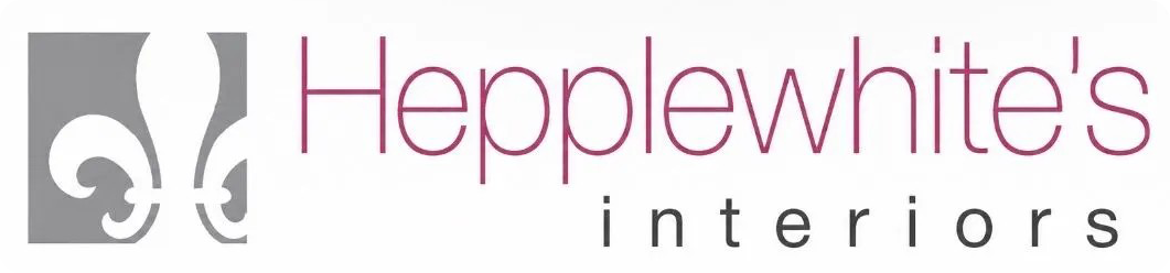 Hepplewhite's Interiors logo with purple text and gray decorative flourish