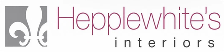 Hepplewhite's Interiors logo with purple text and gray decorative flourish