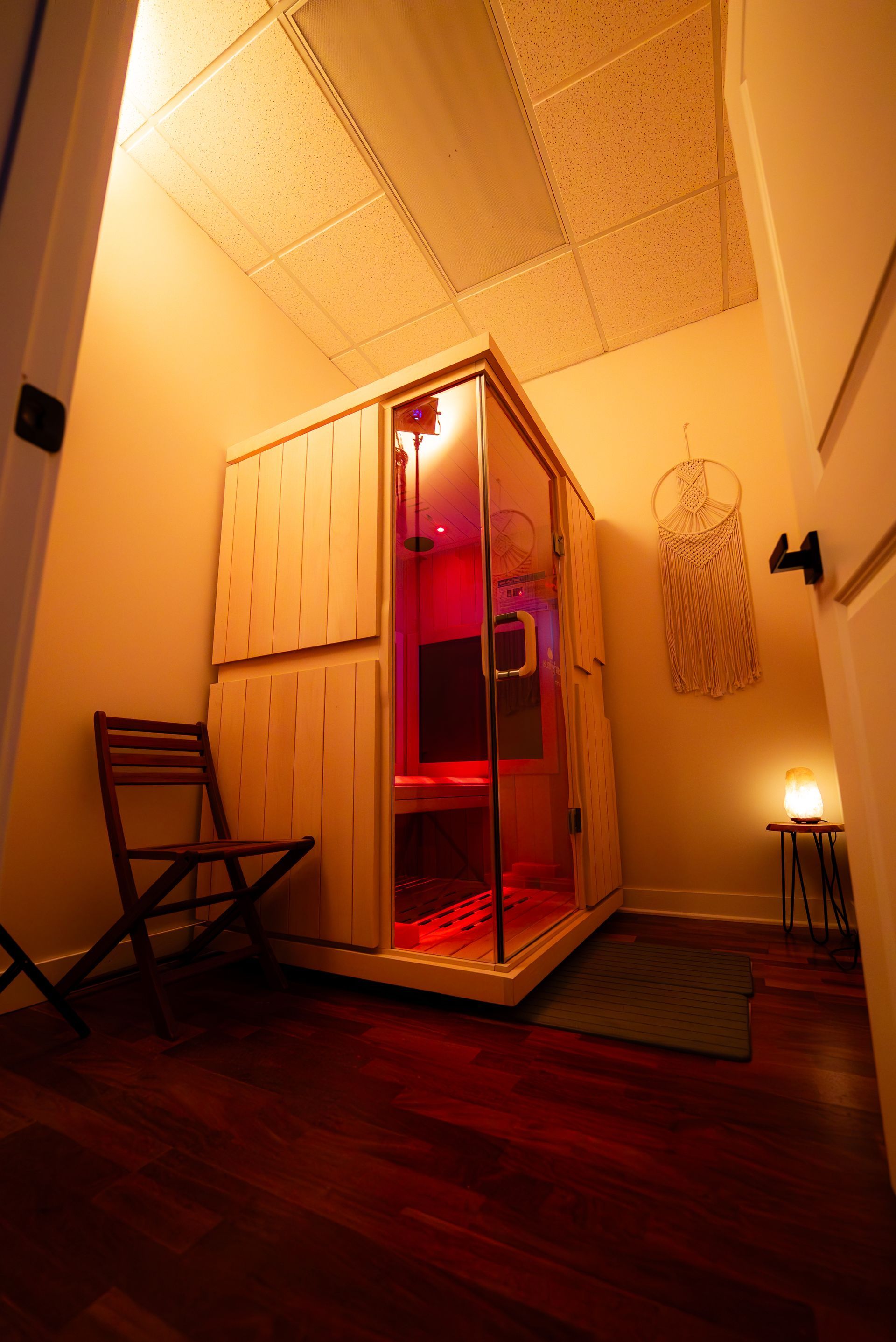 A small infrared sauna room