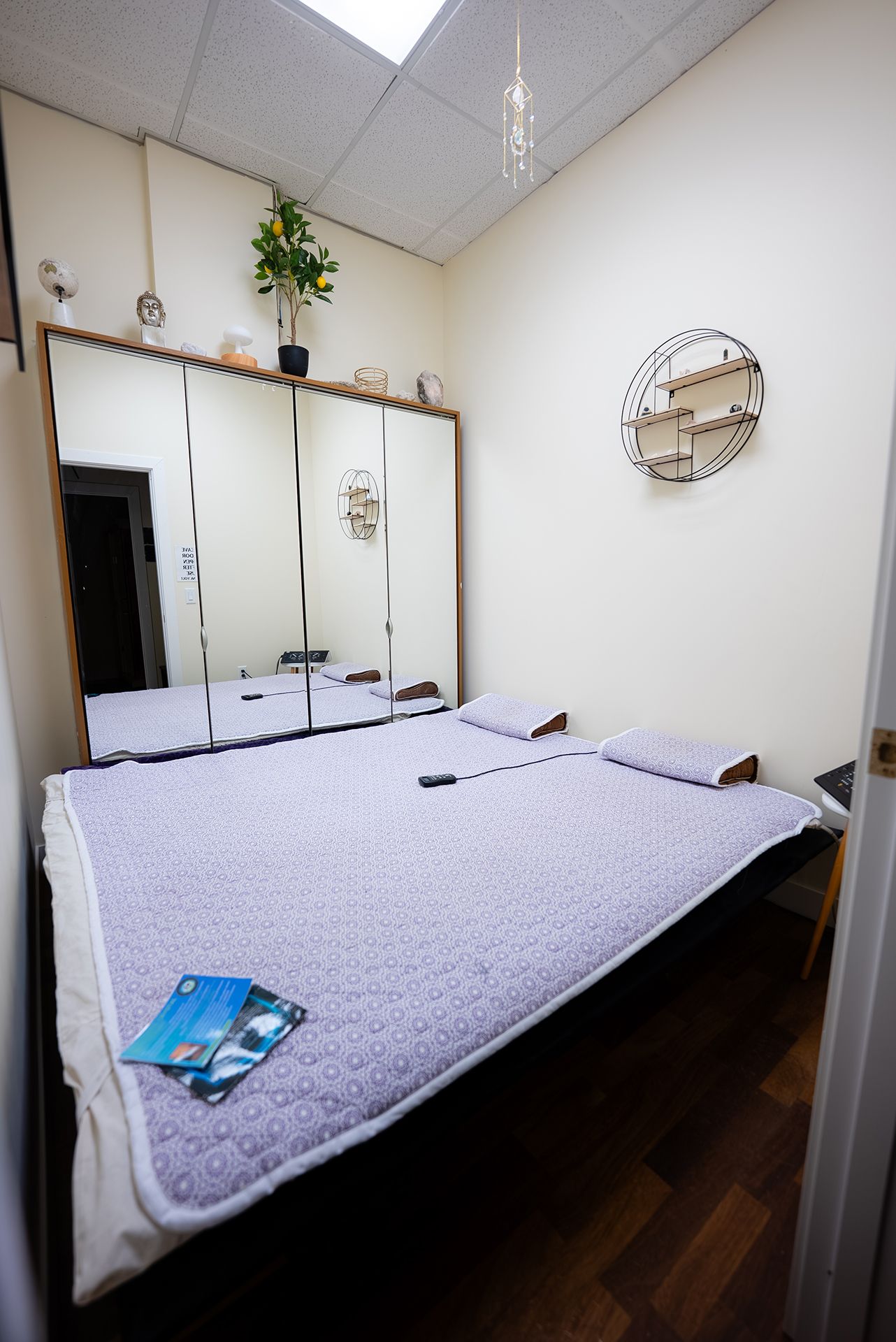 Bed with bioacoustic mat