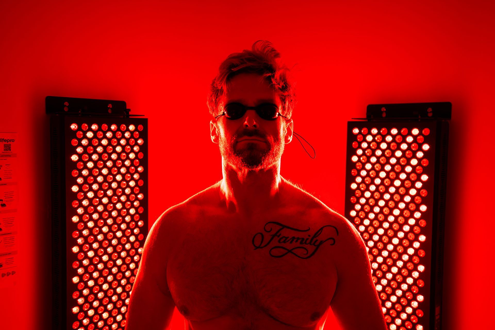 Manwaring eye protection under red light therapy