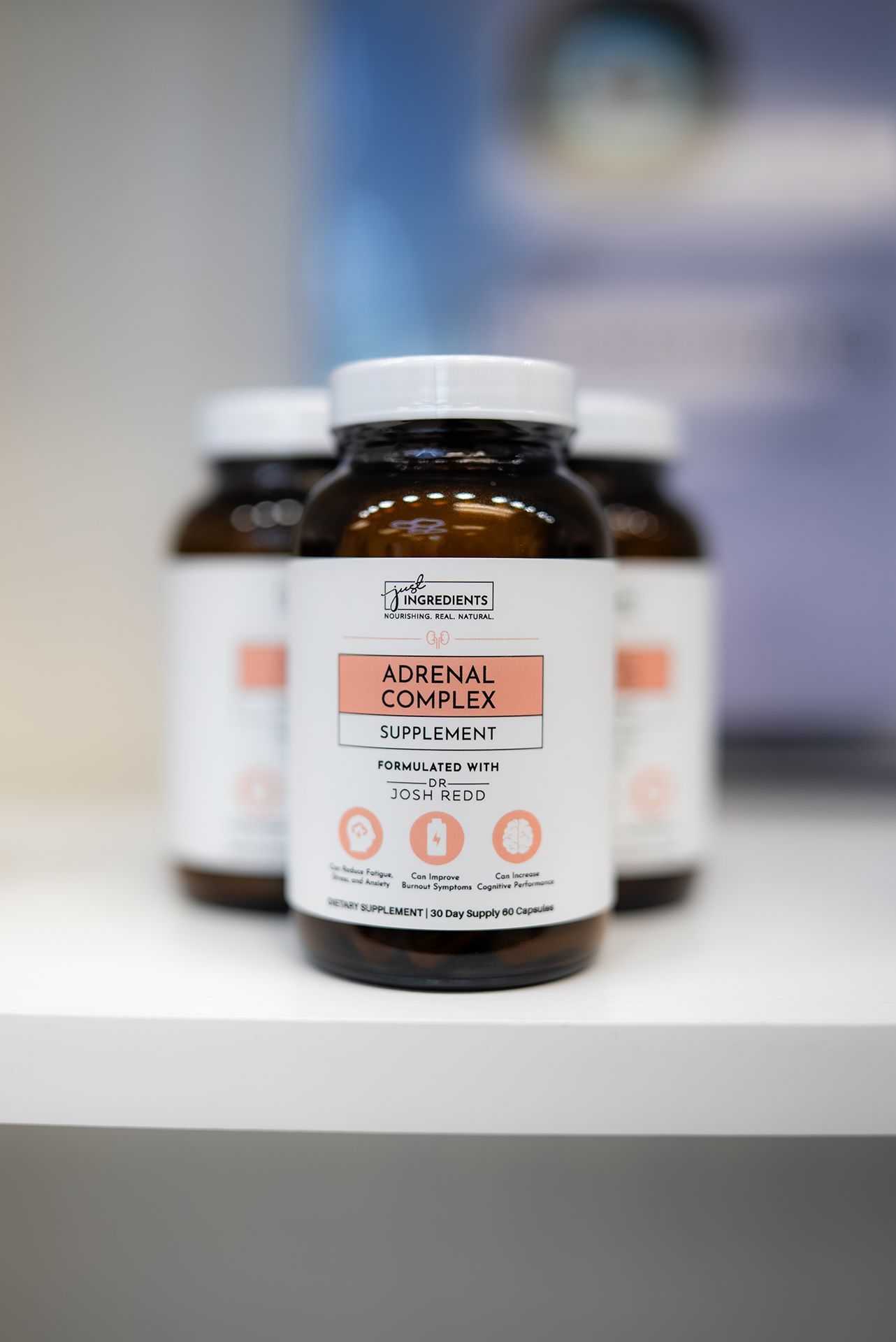 Three supplement bottles