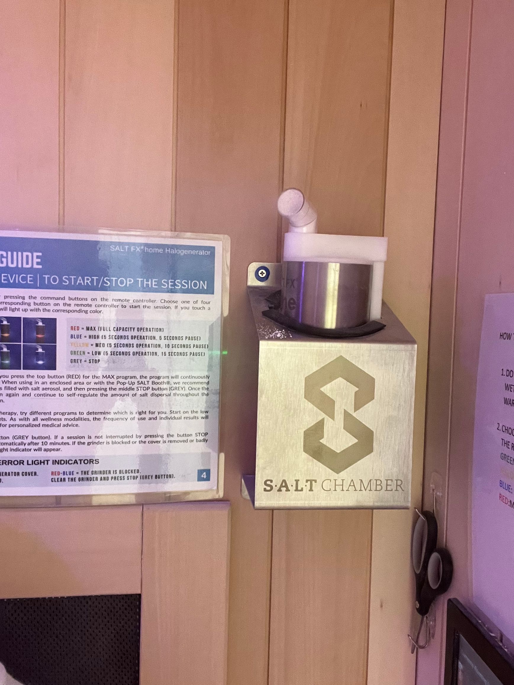 a box that says salt on it is on a wall
