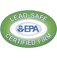 Lead-Safe Certified Firm logo with EPA symbol and green oval background.