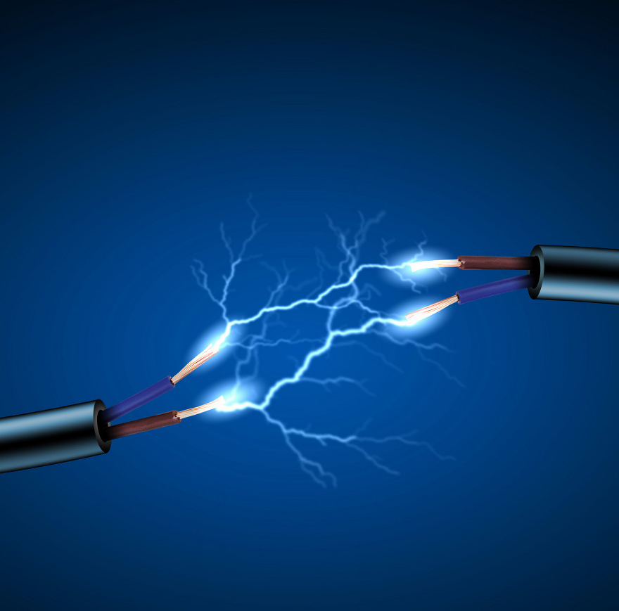 Electric cord with electricity sparkles