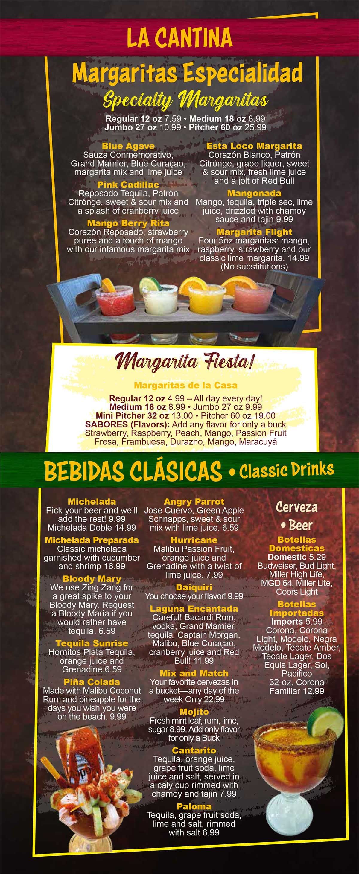 Specialty Margaritas & Drinks Menu
