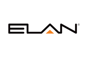 ELAN logo in black with an orange triangle accent on a white background