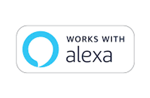Works with Alexa badge with blue Alexa logo on a white rounded rectangle.
