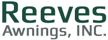Logo for Reeves Awnings, Inc. in green and gray text.