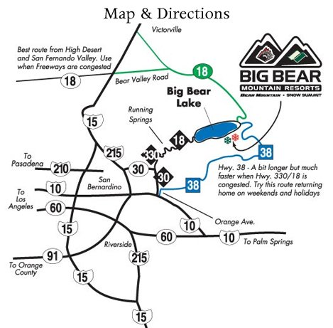 Big Bear Lake Front Cabins Map And Directions