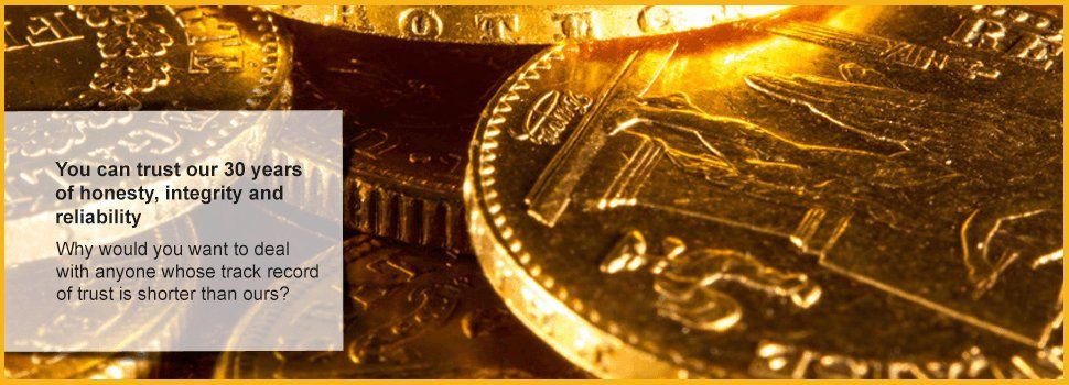Closeup of gold coins