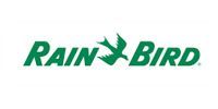 Rain Bird logo with green text and bird icon.