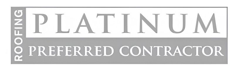 Roofing Platinum Preferred Contractor logo in gray and white text.
