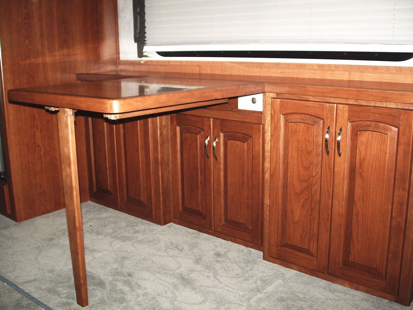 Cabinets and table