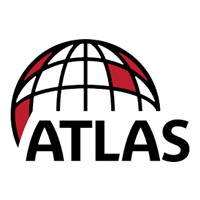 ATLAS logo with a black globe outline and red grid accents above bold black text.