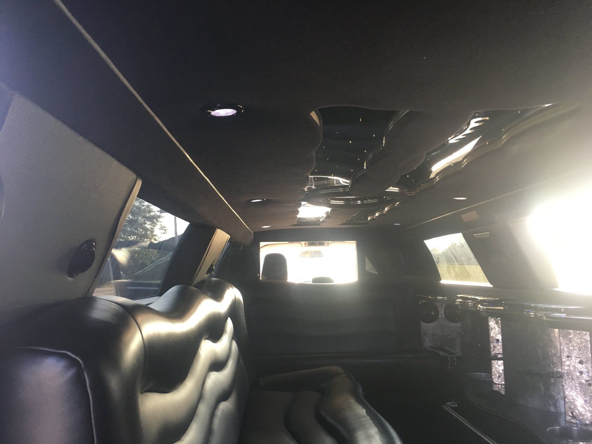 Limousine with leather couch