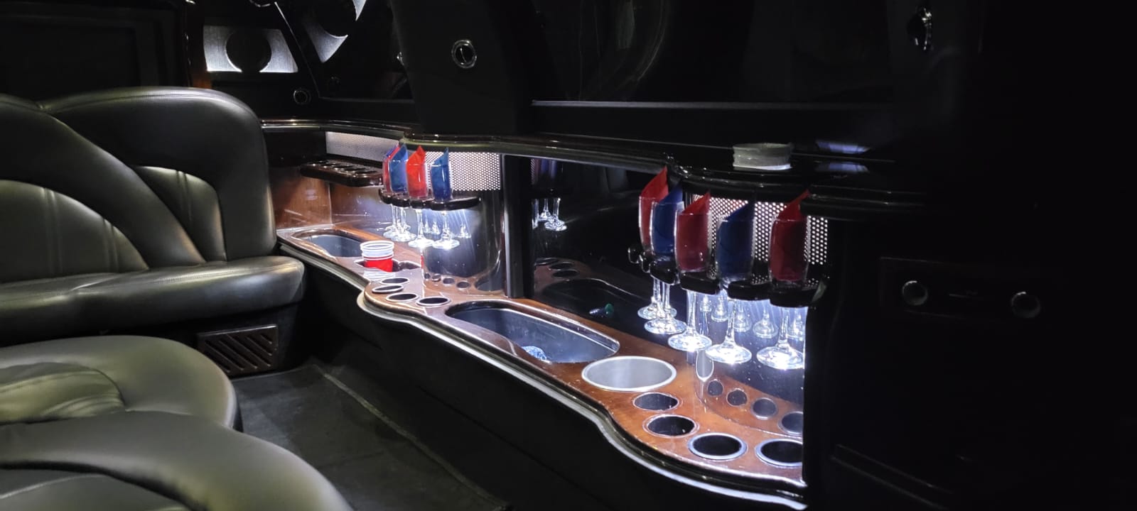 Interior of a limousine