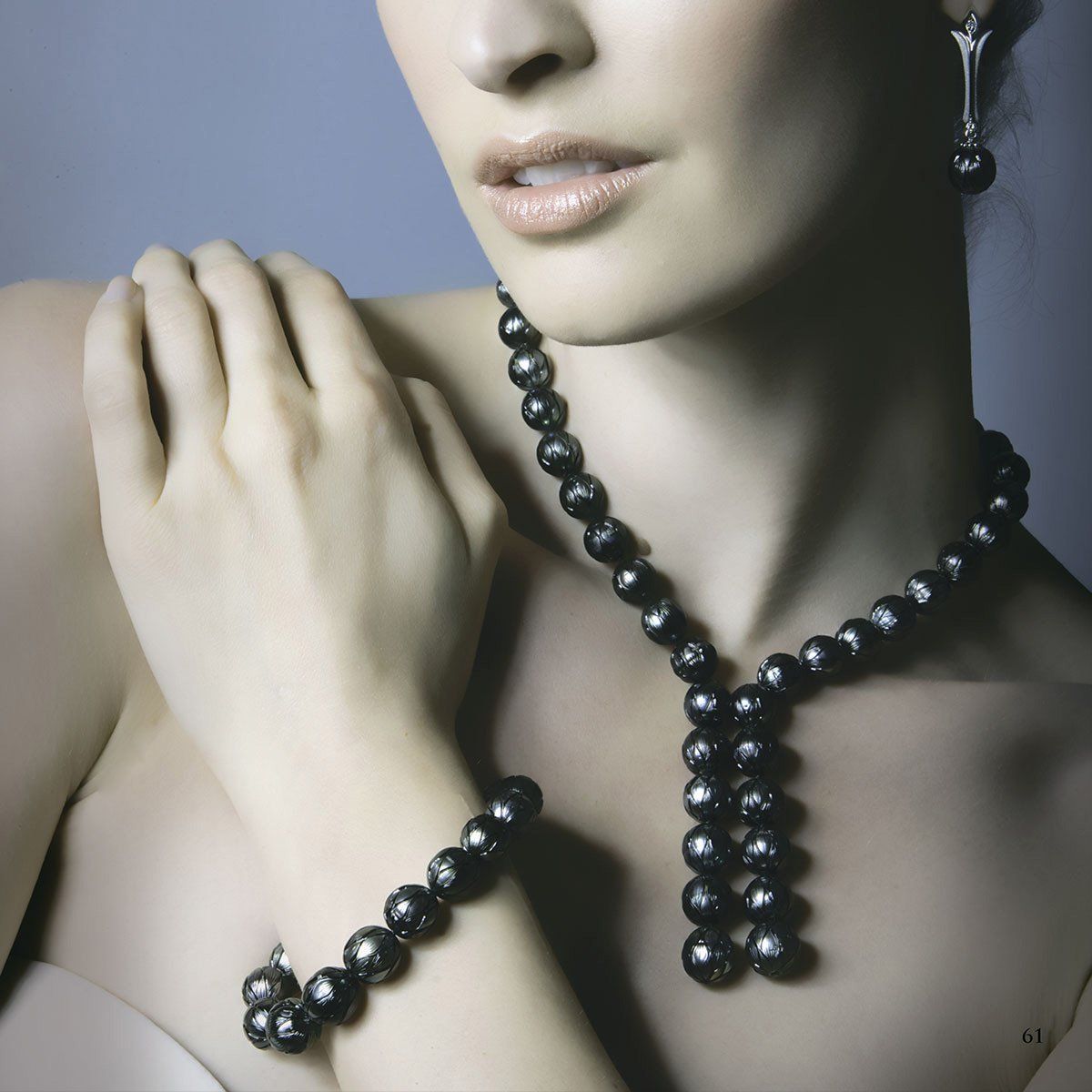 A beautiful necklace worn by a woman