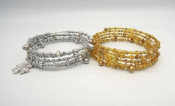 Silver and gold bracelets