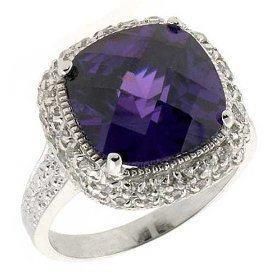 Amethyst and diamond ring