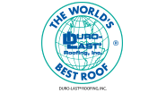Logo for Duro-Last Roofing, Inc. in a blue and green circular design with a globe and text.