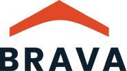 Brava logo with an orange arch above dark blue text.