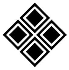Black geometric logo of four diamond shapes arranged in a square on a white background