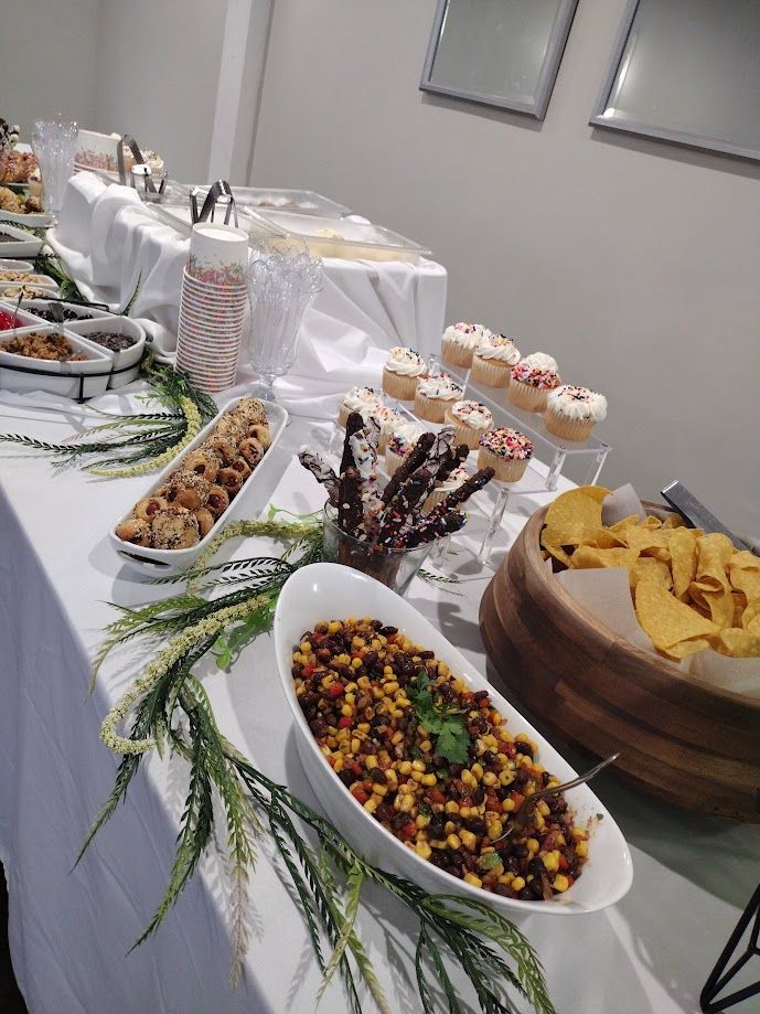 There are many different types of food on the table.