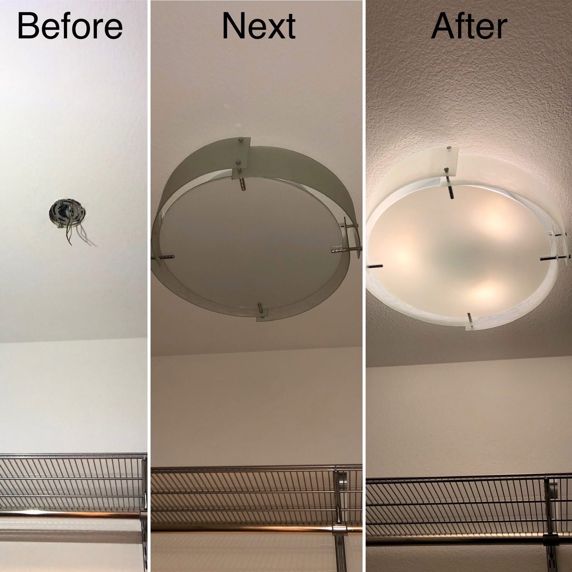 Ceiling light fixture installation: 