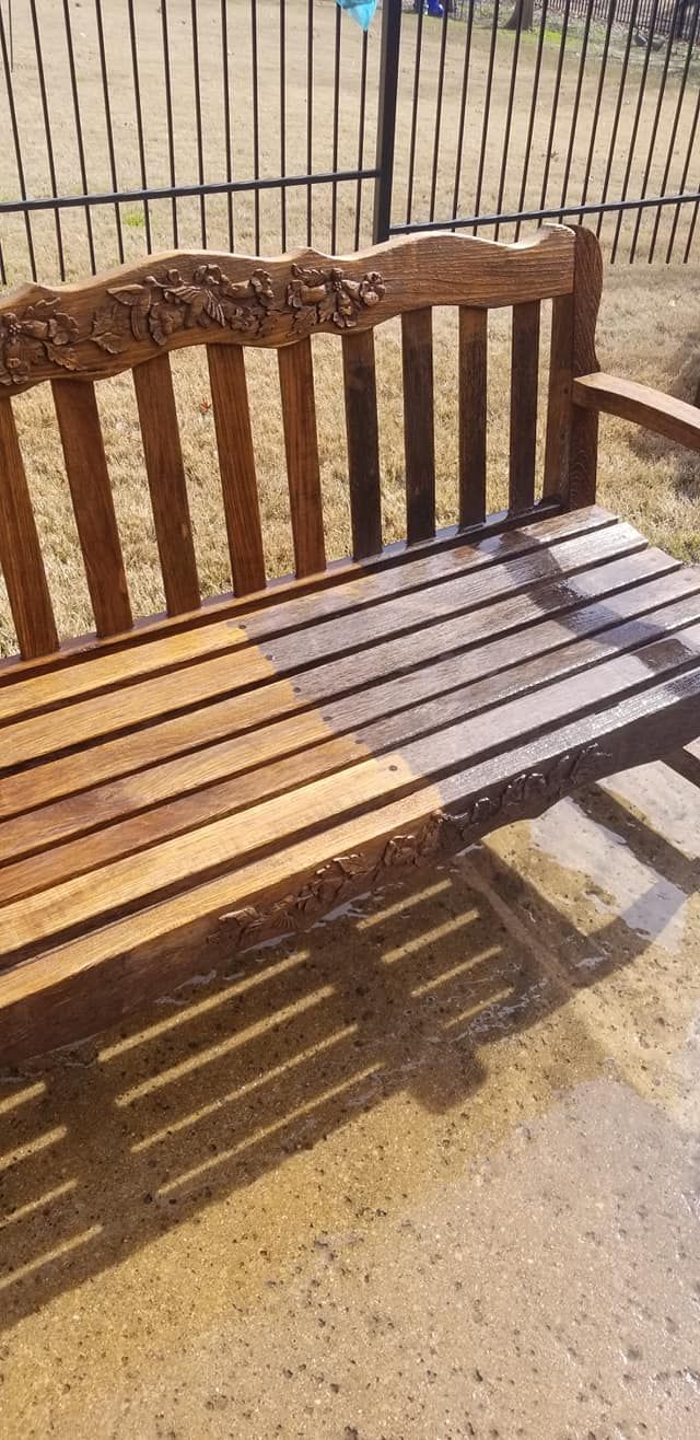 a wooden bench