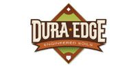Dura-Edge logo with bold brown and orange lettering on a diamond-shaped woodgrain emblem