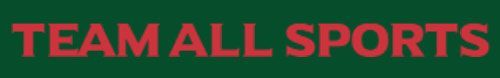Red &ldquo;TEAM ALL SPORTS&rdquo; text on a dark green background