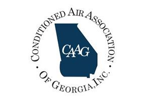 Logo of the Conditioned Air Association of Georgia, Inc., with CAAG initials in a blue emblem