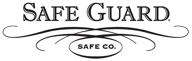 Logo for Safe Guard, with ornate font and design elements. 