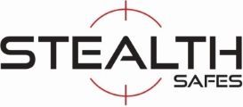 Stealth Safes logo with bold text and a red crosshair design element.