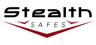Stealth Safes logo with bold text and a red crosshair design element.