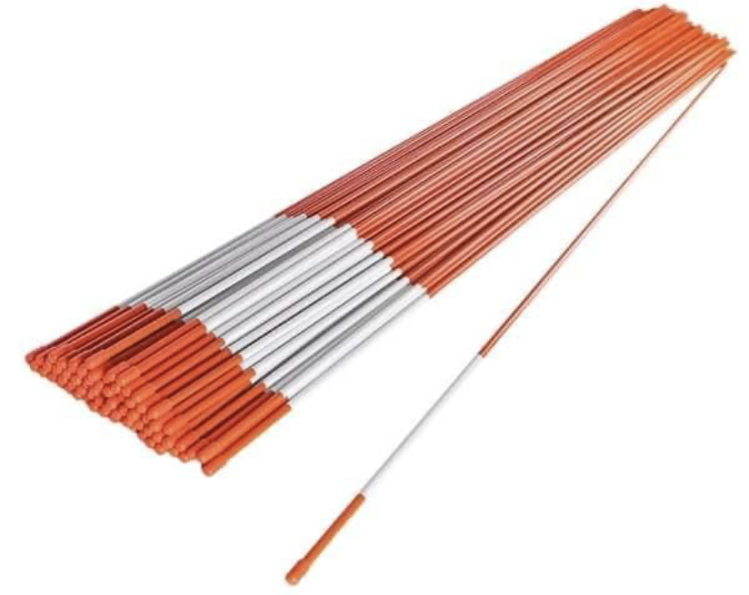 A bunch of orange and white sticks on a white background