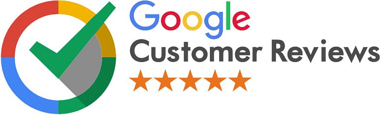 Google Customer Reviews logo with checkmark and five stars.