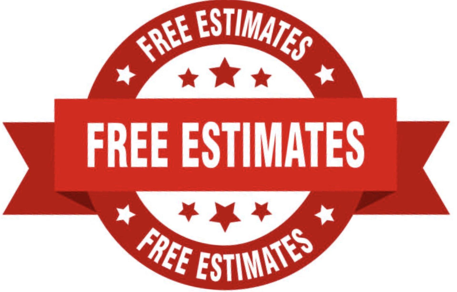 Red ribbon banner with the words FREE ESTIMATES in white.