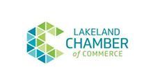 Lakeland Chamber of Commerce logo: blue, green geometric C shape beside the text